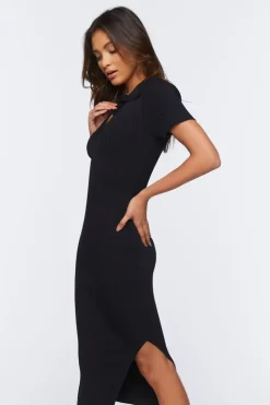 Ribbed Knit Bodycon Midi Dress