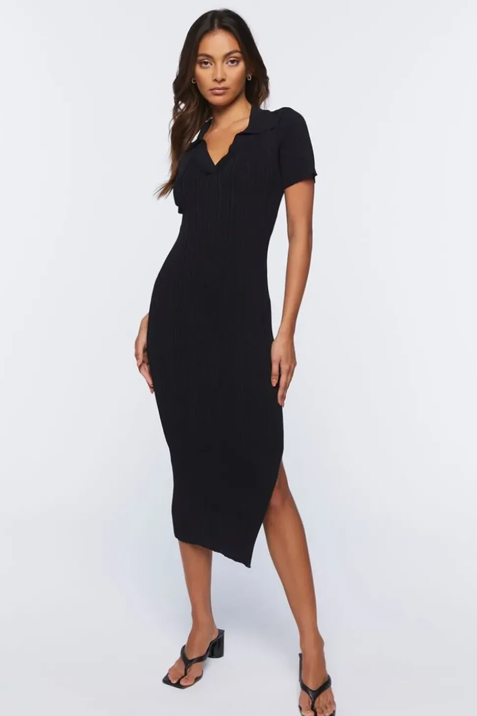 Ribbed Knit Bodycon Midi Dress