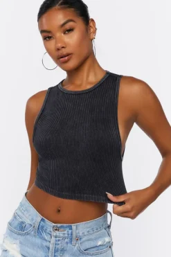 Ribbed Knit Cropped Tank Top