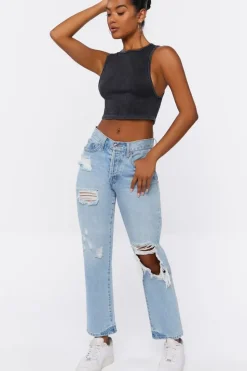 Ribbed Knit Cropped Tank Top