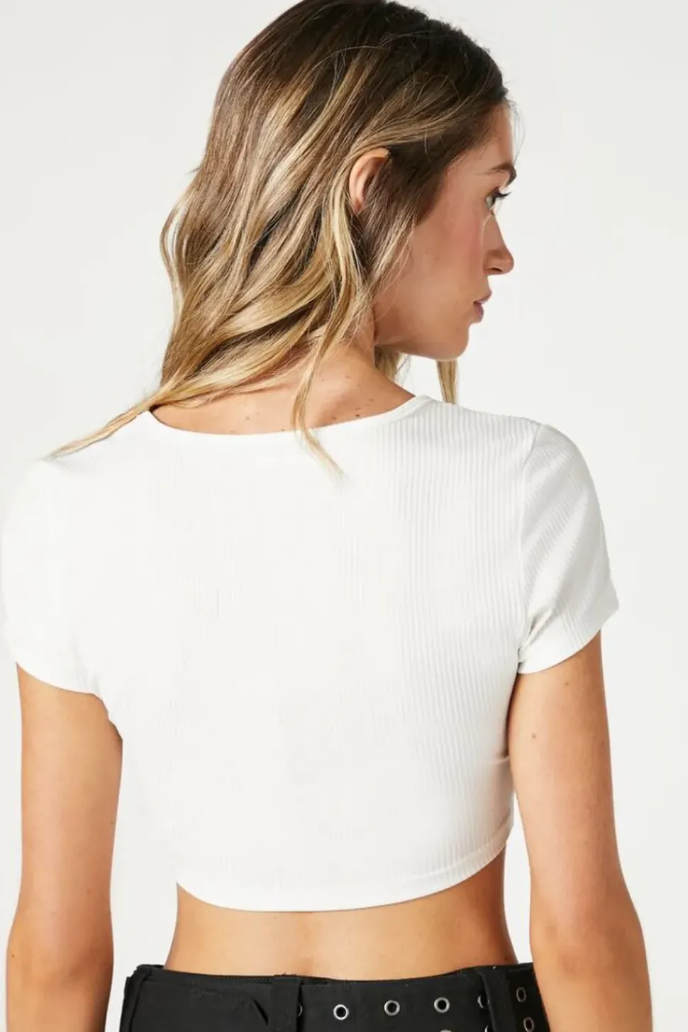 Ribbed Knit Cutout Crop Top