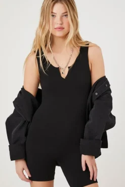 Ribbed Knit Fitted Romper