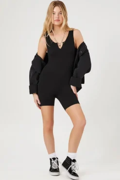 Ribbed Knit Fitted Romper
