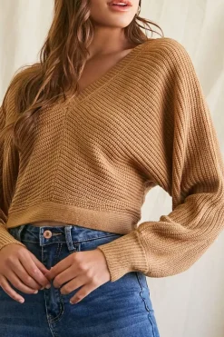 Ribbed Knit Tie-Back Sweater