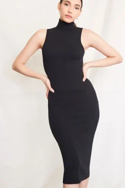 Ribbed Knit Turtleneck Dress