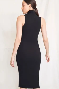 Ribbed Knit Turtleneck Dress