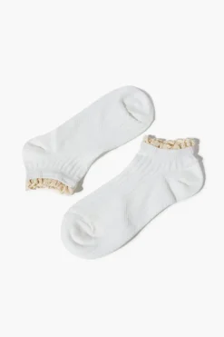 Ribbed Lace-Trim Ankle Socks