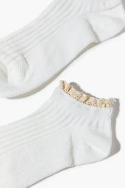 Ribbed Lace-Trim Ankle Socks