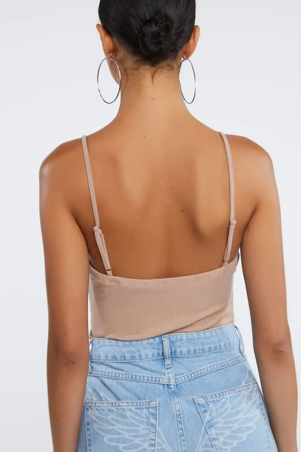 Ribbed Lace-Up Cami Bodysuit