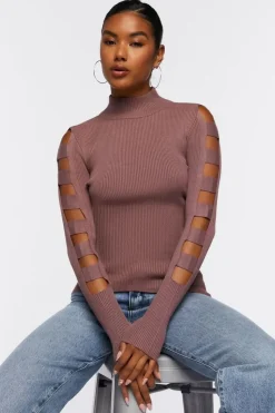 Ribbed Ladder Cutout Sweater