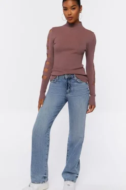 Ribbed Ladder Cutout Sweater