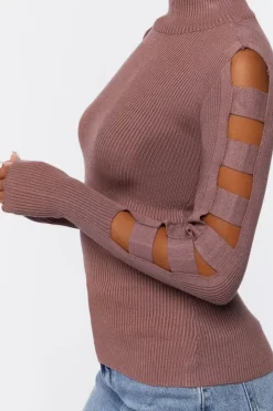 Ribbed Ladder Cutout Sweater
