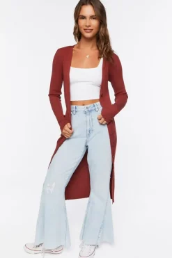 Ribbed Longline Cardigan Sweater