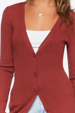 Ribbed Longline Cardigan Sweater