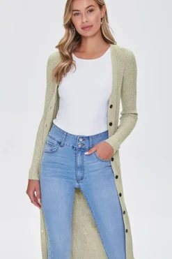Ribbed Longline Cardigan Sweater
