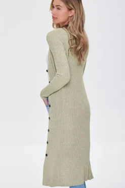 Ribbed Longline Cardigan Sweater