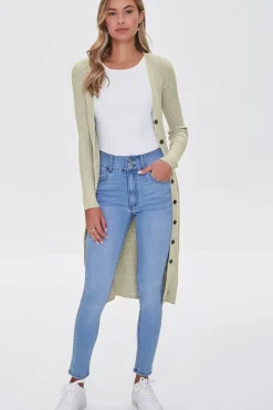 Ribbed Longline Cardigan Sweater