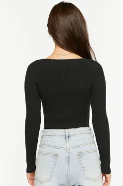 Ribbed Long-Sleeve Bodysuit