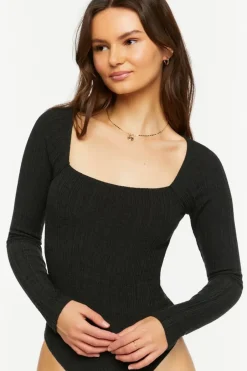 Ribbed Long-Sleeve Bodysuit