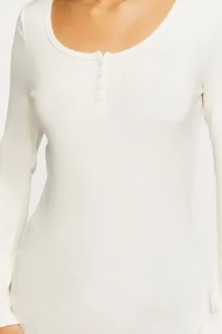 Ribbed Long-Sleeve Henley Tee