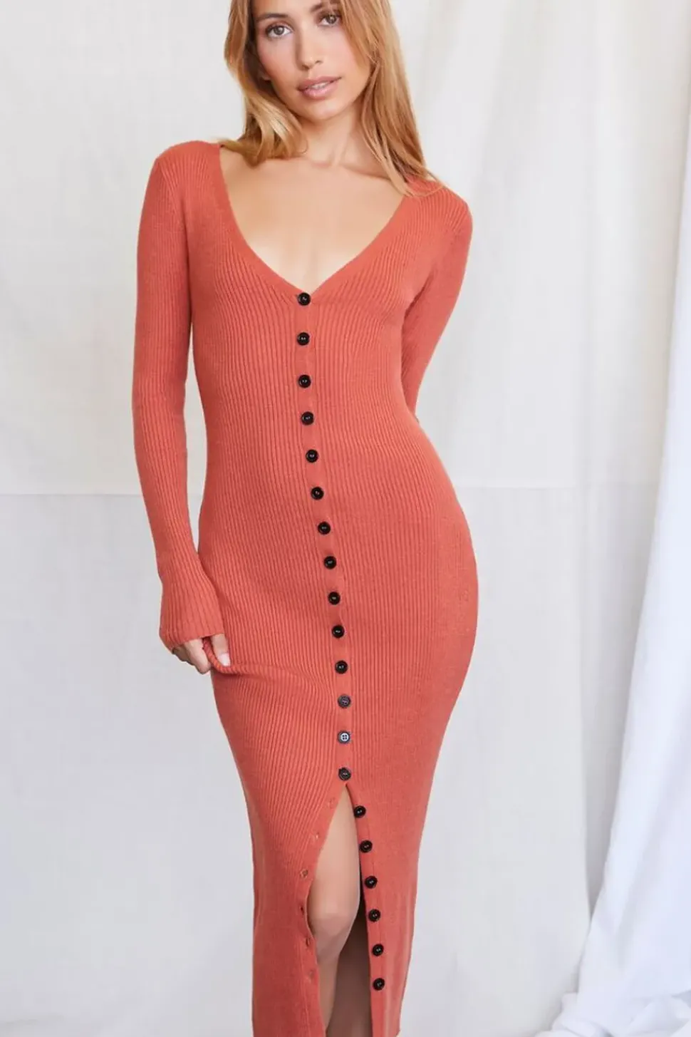 Ribbed Midi Sweater Dress