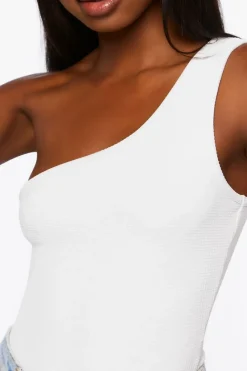 Ribbed One-Shoulder Bodysuit