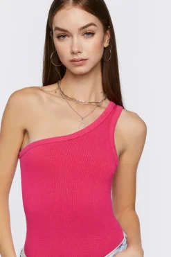 Ribbed One-Shoulder Bodysuit