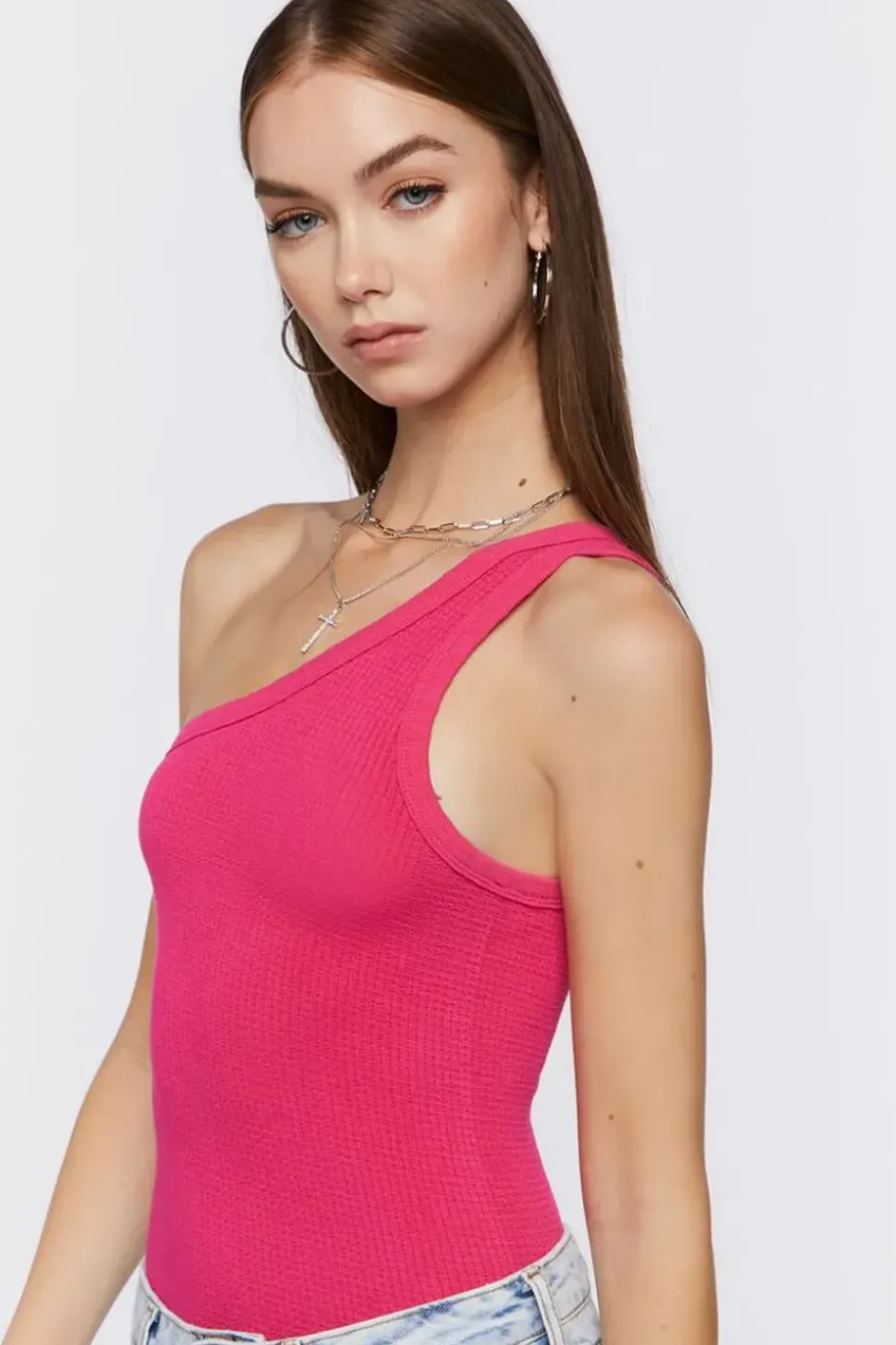 Ribbed One-Shoulder Bodysuit