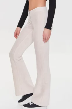 Ribbed Pull-Ring Flare Pants