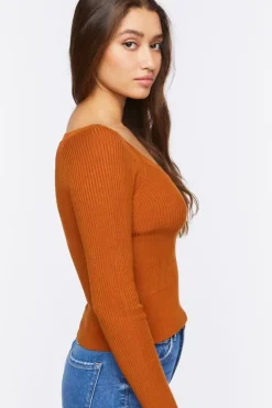 Ribbed Scoop-Neck Sweater