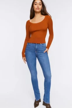 Ribbed Scoop-Neck Sweater