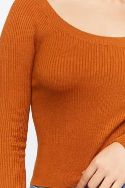 Ribbed Scoop-Neck Sweater