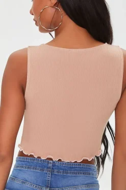 Ribbed Split-Hem Crop Top