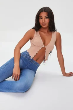 Ribbed Split-Hem Crop Top