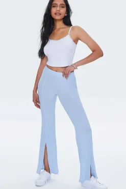 Ribbed Split-Hem Pants