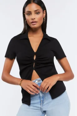 Ribbed Split-Hem Top