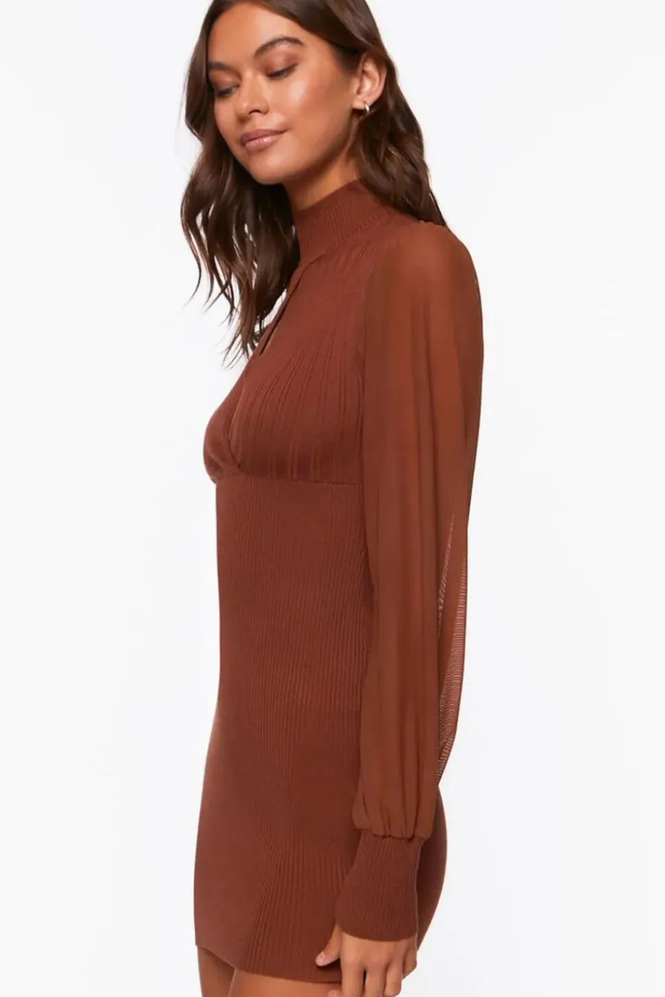 Ribbed Surplice Cutout Mini Dress