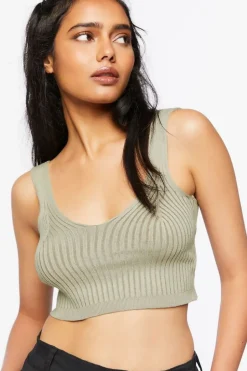 Ribbed Sweater-Knit Crop Top