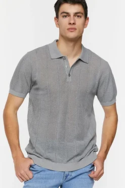 Ribbed Textured Polo Shirt