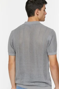 Ribbed Textured Polo Shirt