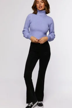 Ribbed Turtleneck Cutout Sweater