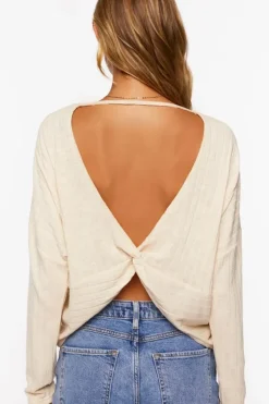 Ribbed Twist-Back Sweater
