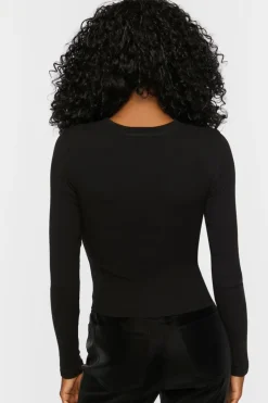 Ribbed V-Hem Top