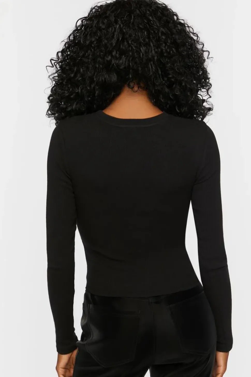 Ribbed V-Hem Top