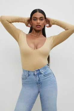 Ribbed V-Neck Bodysuit