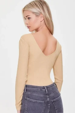 Ribbed V-Neck Bodysuit