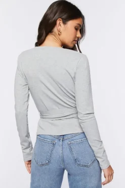 Rib-Knit Wrap Top