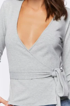 Rib-Knit Wrap Top