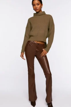 Rolled Turtleneck Drop-Sleeve Sweater