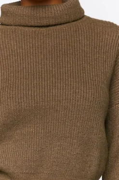 Rolled Turtleneck Drop-Sleeve Sweater